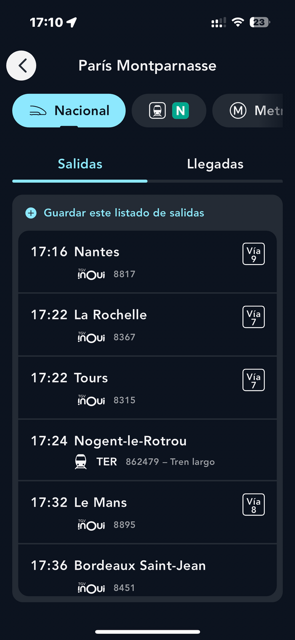 Estaciones y paradas